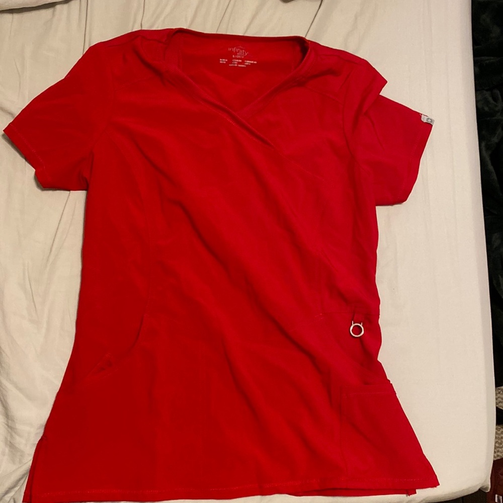 Cherokee Infinity red scrub top